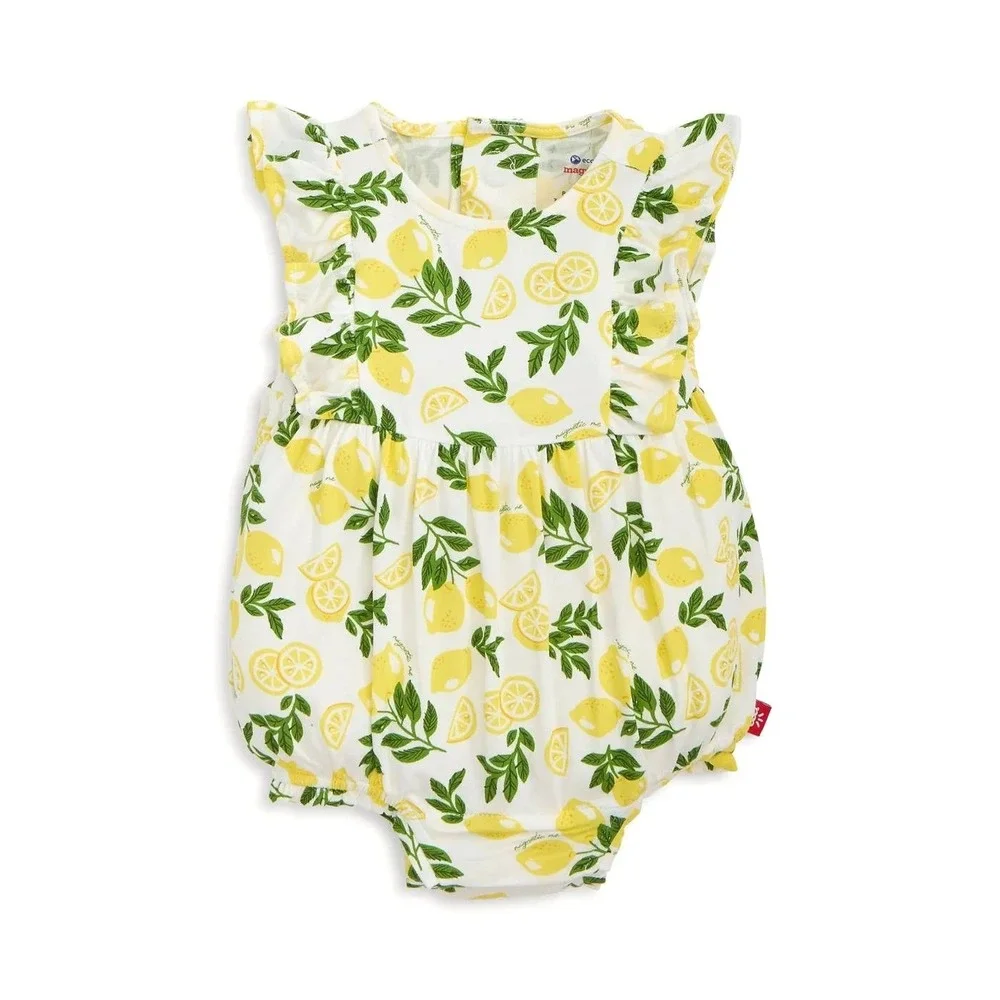 Magnetic Me Simply The Zest Modal Magnetic Romper White Yellow 9-12M
